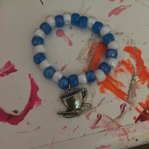 Alice in wonderland themed plastic bead Kandi bracelet